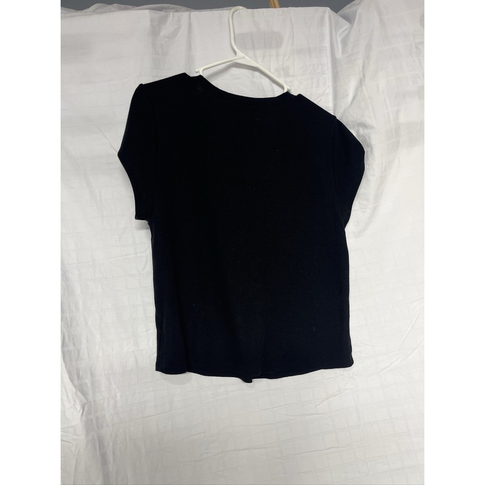 American Eagle Women Black Ribbed Short Sleeve Crew Neck T-Shirt xl - Picture 3 of 3